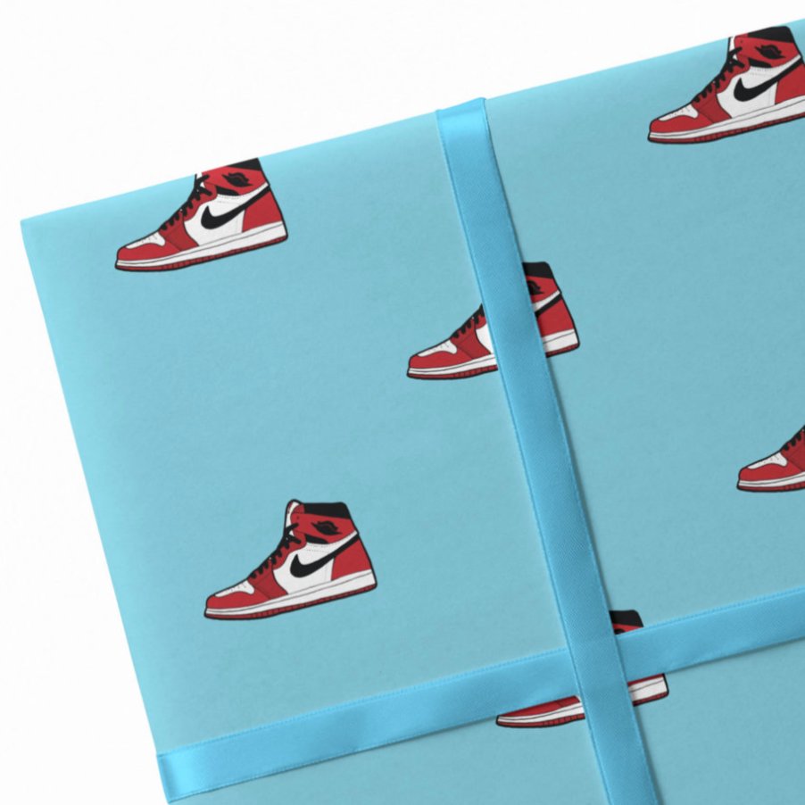 2 Sheets Sneakers Red Wrapping Paper Sustainable