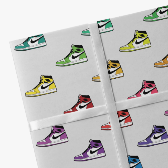 2 Sheets Sneakers Wrapping Paper White Sustainable