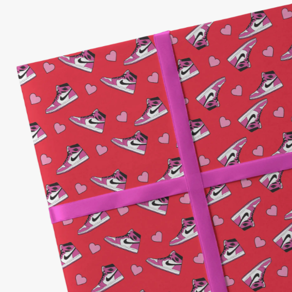 2 Sheets Sneakers & Hearts Valentine's Day Wrapping