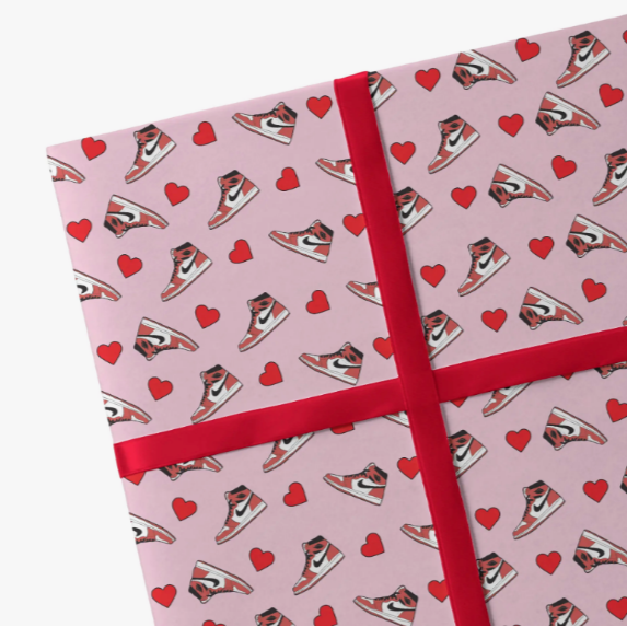 2 Sheets Sneakers & Hearts Valentine's Day Wrapping Paper
