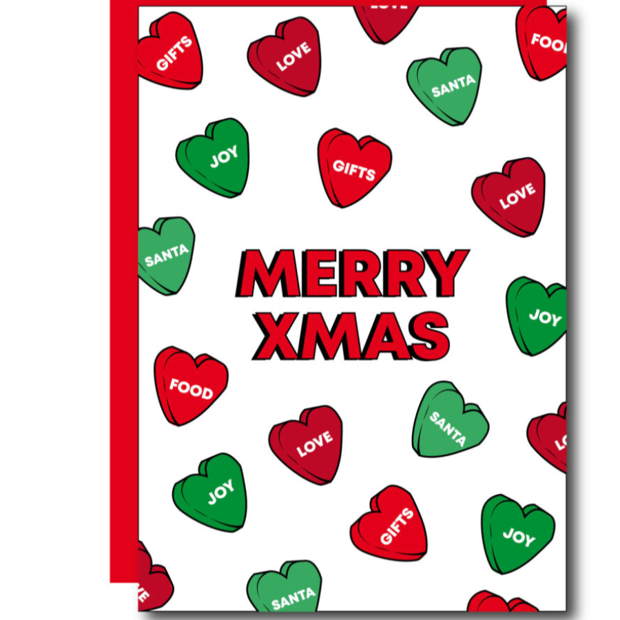 Merry Xmas Hearts Card